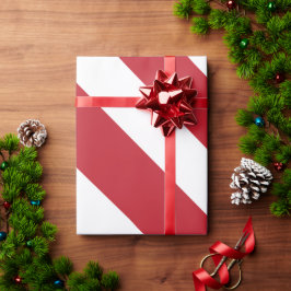 赤い白の対角線のストライプパターン ラッピングペーパー