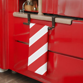 赤い白の対角線のストライプ キッチンタオル