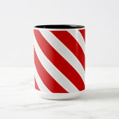 赤い白の対角線のストライプ ツートーンマグカップ (中央)