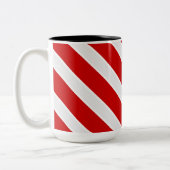 赤い白の対角線のストライプ ツートーンマグカップ (左)