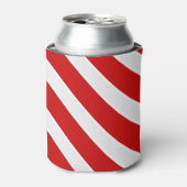赤い白の対角線のストライプ 缶クーラー (缶正面)