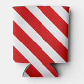 赤い白の対角線のストライプ 缶クーラー (正面)
