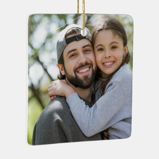 赤い白の明るいメリークリスマスシーズンの写真 セラミックオーナメント (右)