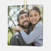 赤い白の明るいメリークリスマスシーズンの写真 セラミックオーナメント (左)