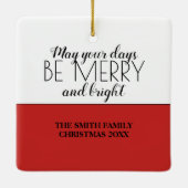 赤い白の明るいメリークリスマスシーズンの写真 セラミックオーナメント (裏面)