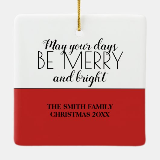 赤い白の明るいメリークリスマスシーズンの写真 セラミックオーナメント (裏面)