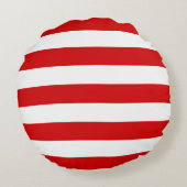 赤い白の横書き名門私立校風ののストライプ名 ラウンドクッション (裏面)