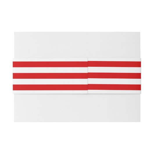赤い白の横書き名門私立校風ののストライプ名 招待状ベリーバンド (裏面例)