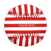 赤い白の横書き名門私立校風ののストライプ名 野球ボール (正面)