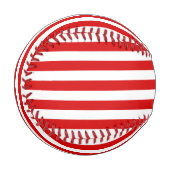 赤い白の横書き名門私立校風ののストライプ名 野球ボール (正面左)