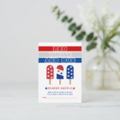 赤い白の正四日7月の赤ちゃんシャワーおむつラッフル エンクロージャーカード (スタンド正面)