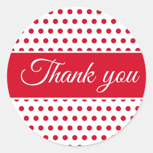 赤い白の水玉模様 ミニマル ラウンドシール (正面)