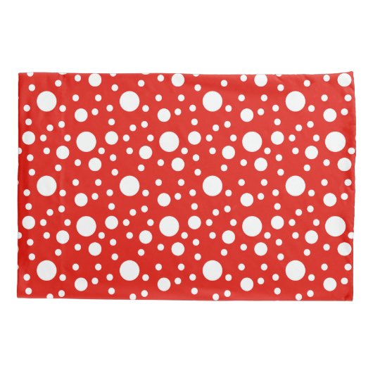 赤い白の水玉模様 枕カバー (裏面)