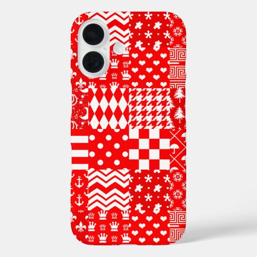 赤い白の混合パターンパッチワークデザイン Case-Mate iPhoneケース (裏面)