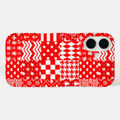 赤い白の混合パターンパッチワークデザイン Case-Mate iPhoneケース (裏面 (横))