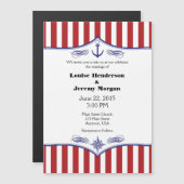 赤い白の磁気航海の結婚式 マグネット招待状 (正面/裏面)