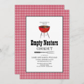 赤い白の空のネスターズ料理バーベキュー 招待状 (正面/裏面)