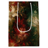 赤い白の緑のフローラ ミディアムペーパーバッグ (裏面)