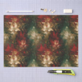 赤い白の緑のフローラ 薄葉紙 (クラフト)