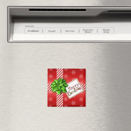 赤い白の緑のメリークリスマススノーフレーク磁石 マグネット (インサイチュ (食洗機))