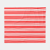 赤い白の縦のパターストライプンデザイン フリースブランケット (正面(横))