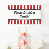 赤い白の誕生日バナストライプー 横断幕 (インサイチュ)