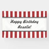 赤い白の誕生日バナストライプー 横断幕 (横)