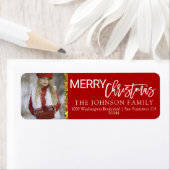 赤い白の金ゴールドクリスマス追加PHOTO差出人住所 ラベル (インサイチュ)