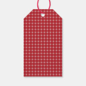 赤い白の雪片スクリプト引用文名 ギフトタグ (裏面)