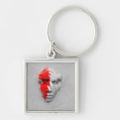 赤い白の顔 キーホルダー (正面)