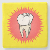 赤い白の黄色のモル抽出したばかりの漫画 ストーンコースター (正面)