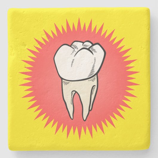 赤い白の黄色のモル抽出したばかりの漫画 ストーンコースター (正面)