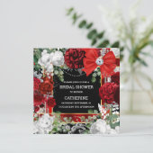 赤い白の黒いグリッターの弓ダイヤエレガントモンド 招待状 (スタンド正面)