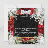 赤い白の黒いグリッターの弓ダイヤエレガントモンド 招待状 (裏面)