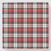 赤い白の黒いバッファローチェックの格子模様 ストーンコースター (正面)