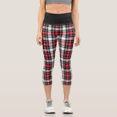 赤い白の黒い格子縞 カプリレギンス (正面)