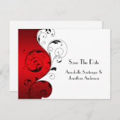 赤い白の黒い渦巻き形が日付を保存 案内ポストカード (正面/裏面)