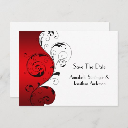 赤い白の黒い渦巻き形が日付を保存 案内ポストカード (正面/裏面)