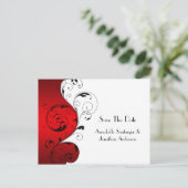 赤い白の黒い渦巻き形が日付を保存 案内ポストカード (スタンド正面)