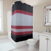 赤い白の黒:ニット毛織物パターン シャワーカーテン (インサイチュ)