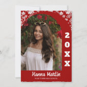 赤い白の2写真フローラアーチ卒業 案内状 (正面)