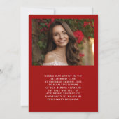 赤い白の2写真フローラアーチ卒業 案内状 (裏面)