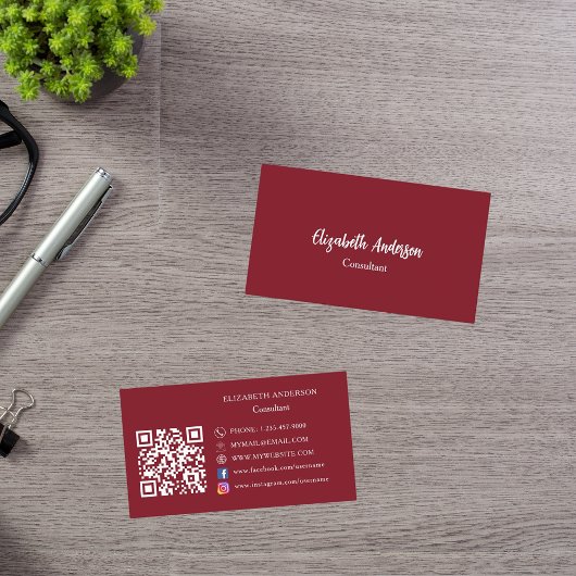 赤い白のQRコード 名刺