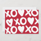 赤い白のxoハート写真バレンタインデー シーズンカード (裏面)