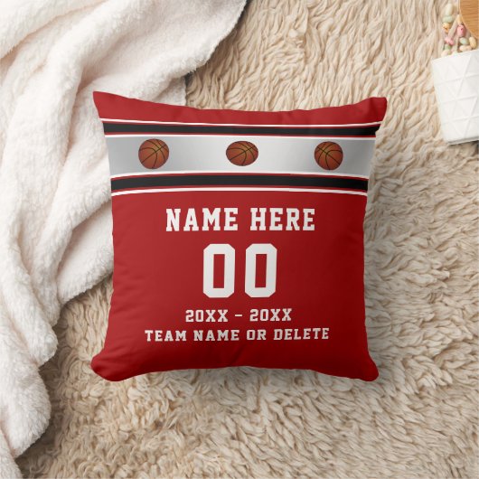 赤い白はプレーヤーのためのバスケットボールのギフトを個人化します クッション (ブランケット)