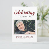 赤い白エレガントの葬儀祈りの言葉カードと写真 エンクロージャーカード (スタンド正面)