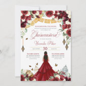 赤い白エレガントフローラ蝶キンセアニェラV1 招待状 (正面)