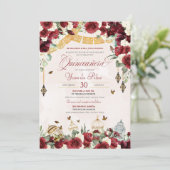 赤い白エレガントフローラ蝶キンセアニェラV6  招待状 (スタンド正面)