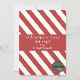 赤い白キャンディーケーンハッピーホリデーズロゴクリスマスカード シーズンカード