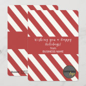 赤い白キャンディーケーンハッピーホリデーズロゴクリスマスカード シーズンカード (正面/裏面)